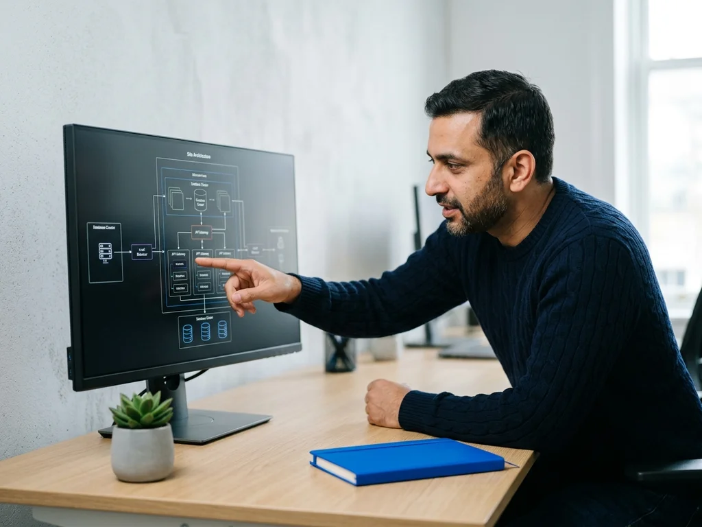 Un développeur analyse l'architecture technique d'un site pour optimiser le référencement naturel WordPress.